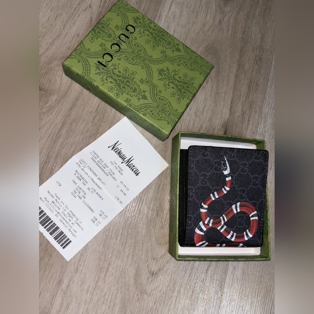 Gucci Black and Red Reptile Wallet